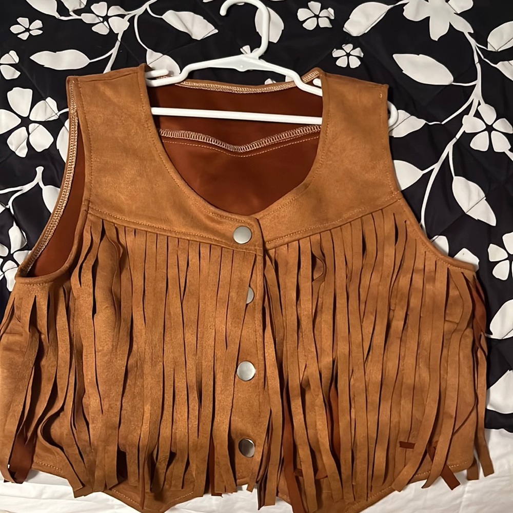 Suede fringe vest